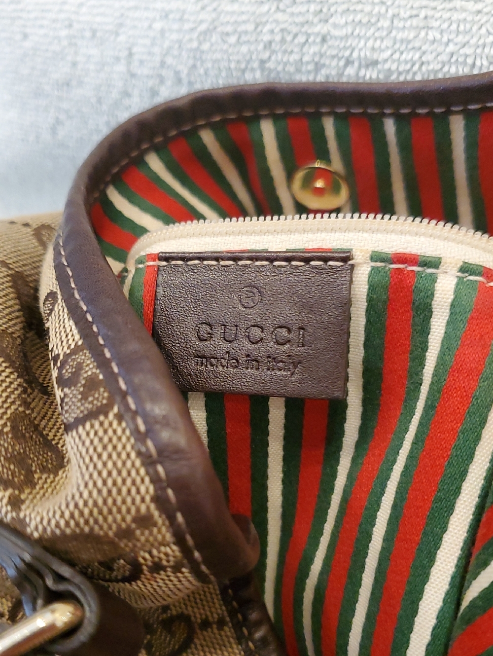 Gucci Brown GG Canvas Hobo Bag with Gold Double G Accent - Picture 8 of 15